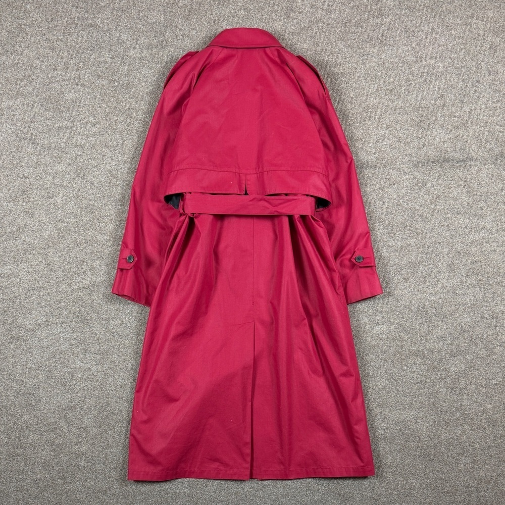 Vintage London Fog Pink Long Belted Trench Coat Women’s Size 14 L/XL Raincoat - Picture 2 of 10
